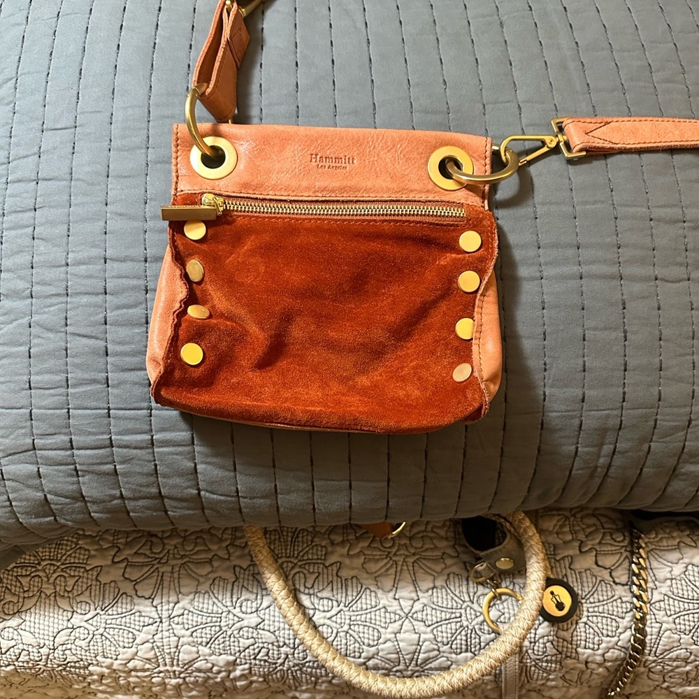 Hammitt Burnt Orange Crossbody Bag with Gold Accents
